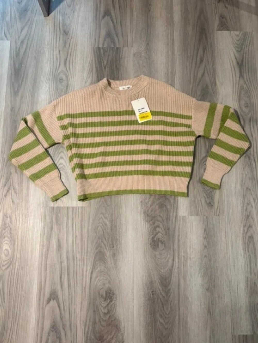 Green & Tan Striped Sweater from Vestique